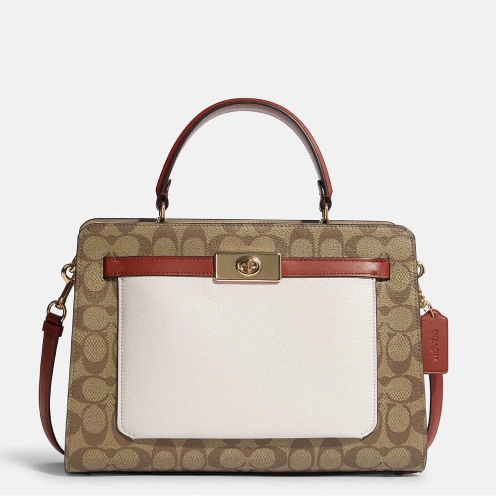 Coach Signature Mini Lane Top Handle In Colorblock Signature Canvas C8318